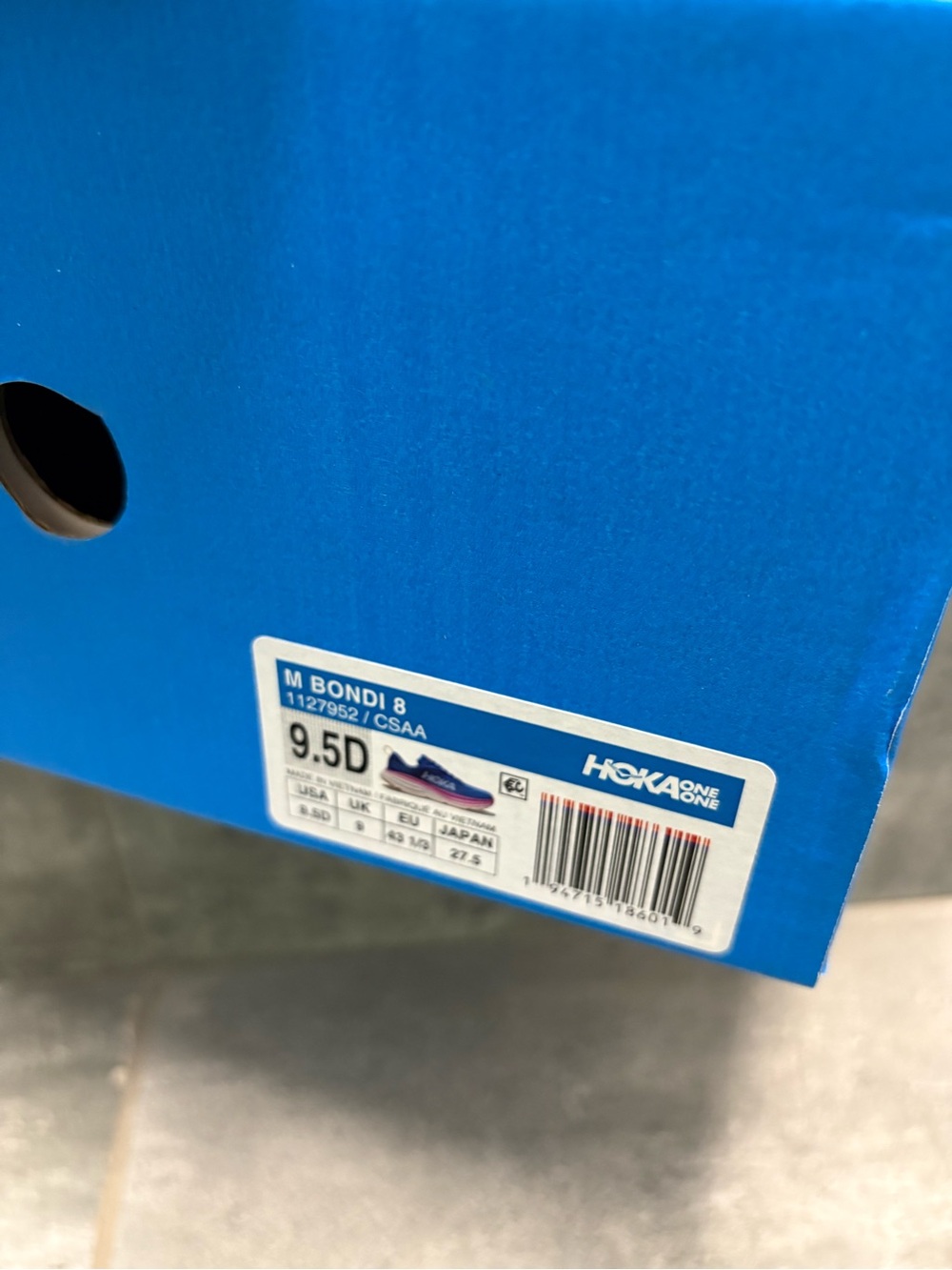 Hoka One One MEN Shoes Bondi 8 CSAA 1127952 Blue/Pink Gym Workout Size 9.5D - Picture 2 of 6